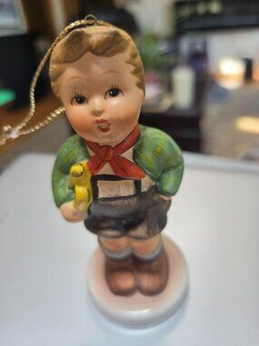 vintage schmid 1983  boy with horn figurine 1st edition